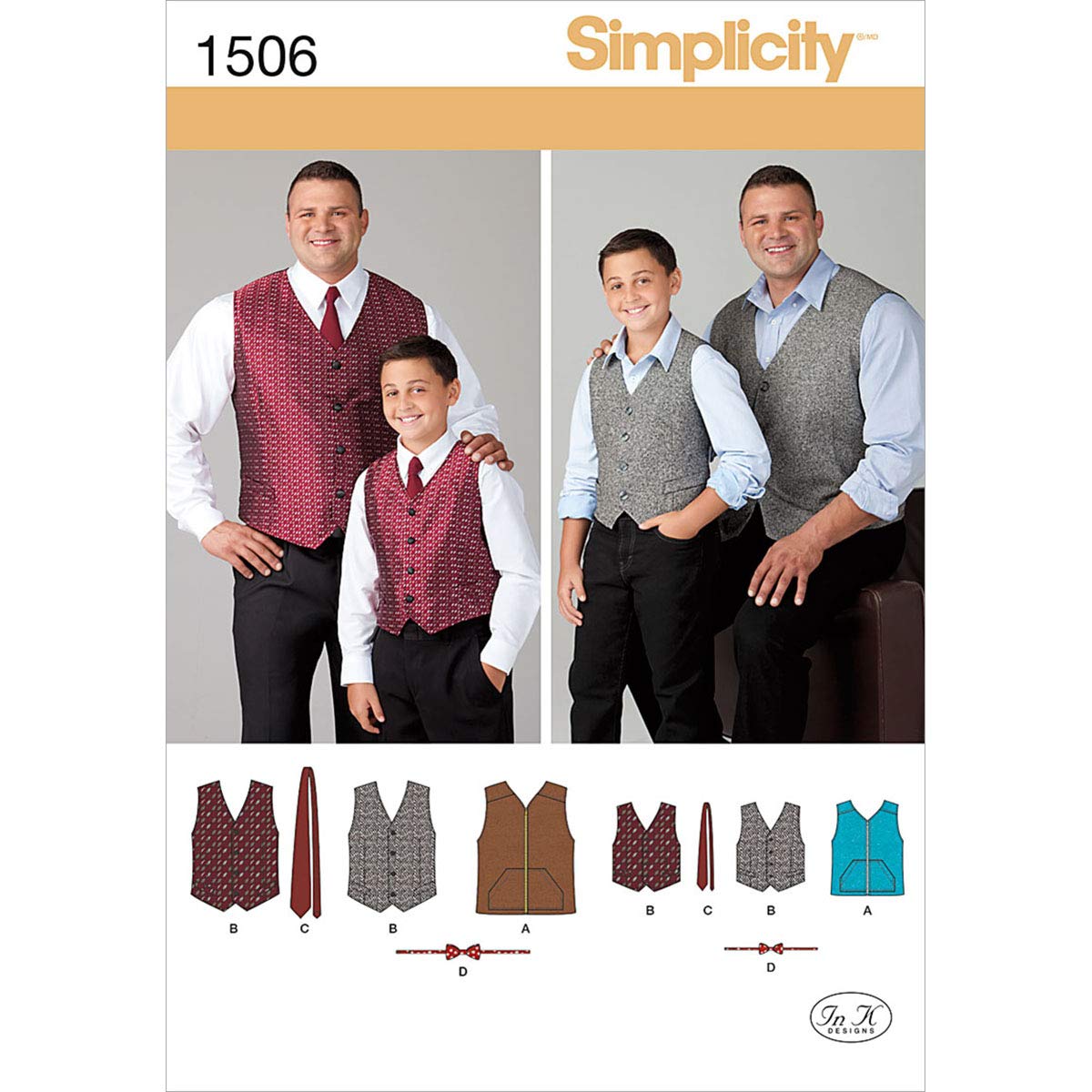 Simplicity Sewing Pattern 1506: Husky Boys' and Big and Tall Men's Vests, Size A, Paper, White, A (S-L / 1XL-5XL)