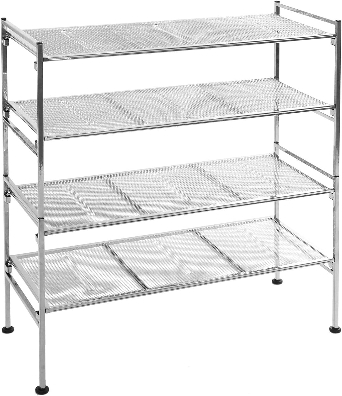 stackable shoe racks at walmart on Amazon Com Seville Classics 2 Tier Iron Mesh Utility Shoe Rack Chrome Home Kitchen