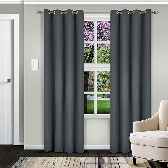 Superior Solid Blackout Collection 2 Panels Room Darkening Curtains, 52