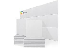 28 Pack Acoustic Panels 12X12X0.4 In Soundproof Wall Panels, New Upgrade Proijeut High-Density Sound Proofing Padding for Wall - Sound Proof Padding Used in Home Offices Acoustic Treatment - White