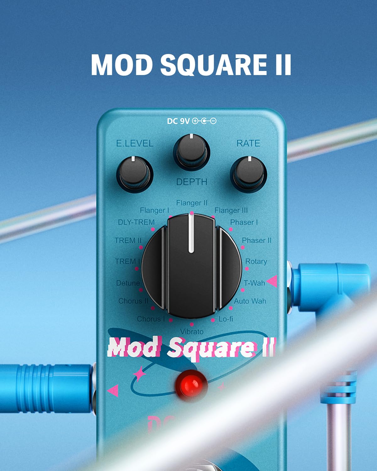 Donner Modulation Pedal - Mod Square Ⅱ for Electric Guitar Pedal Boards, 16 Effects Chorus Phaser Tremolo Flanger Rotary Vibrato Wah Lo-fi Detune 16 Modulation Modes, True Bypass