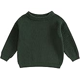 Karwuiio Toddler Baby Girl Boy Knit Sweater Round Neck Long Sleeve Pullover Sweatshirt Fall Winter Clothes