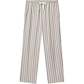 Vulcanodon Mens Striped Pajama Pants Cozy Lounge Pj Bottoms for Mens with Pockets and Button Fly