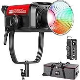 GVM 650W RGB Video Light, Studio Lights with Bowen Mount, 101000 Lux/1m Photography Lighting of DMX, RDM, COB Continuous Output Recording, Film Photo Spotlight, IP65, 2000-10000K, CRI 97+