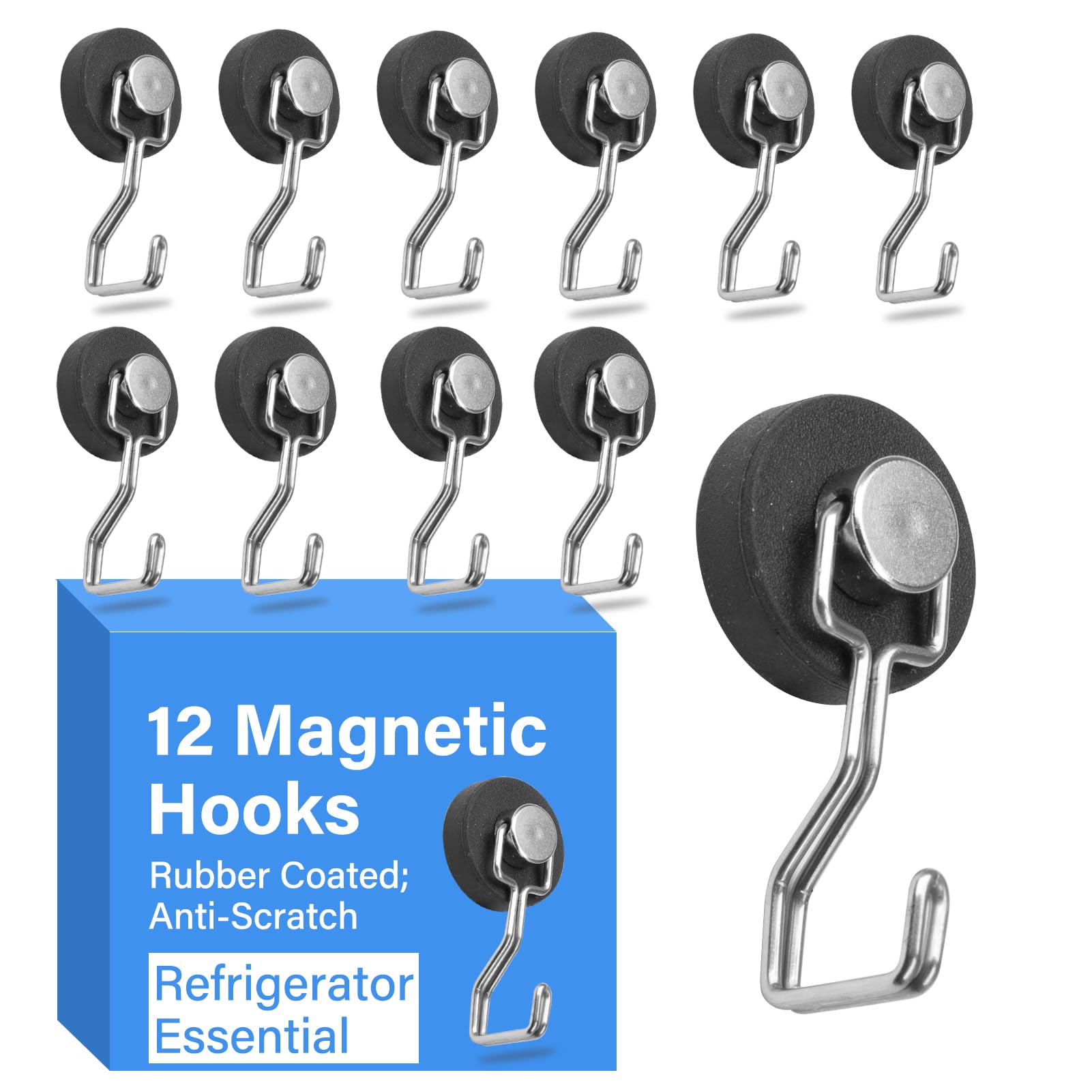 Photo 1 of JINGZHAN Magnetic Hooks for Grill & Refrigerator,Heavy Duty Magnet Cruise Ship Hook – Strong Magnet for Hanging Grill Tools, Kitchen Utensils, Towels, Outdoor Camping BBQ Accessories (Sliver?12 Pack)