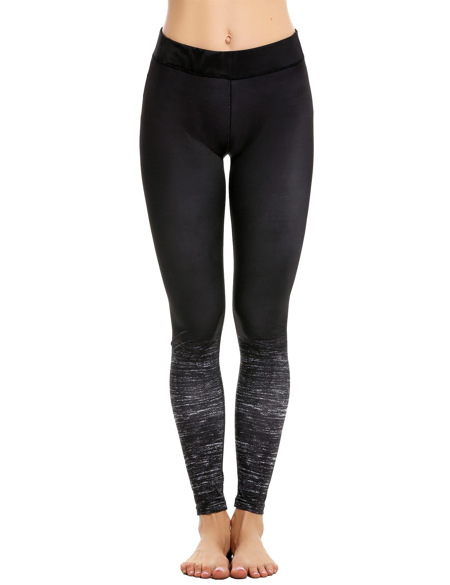Coorun Femme Pantalon Élastique Jogging Taille Haute Gradient De Couleur Noir