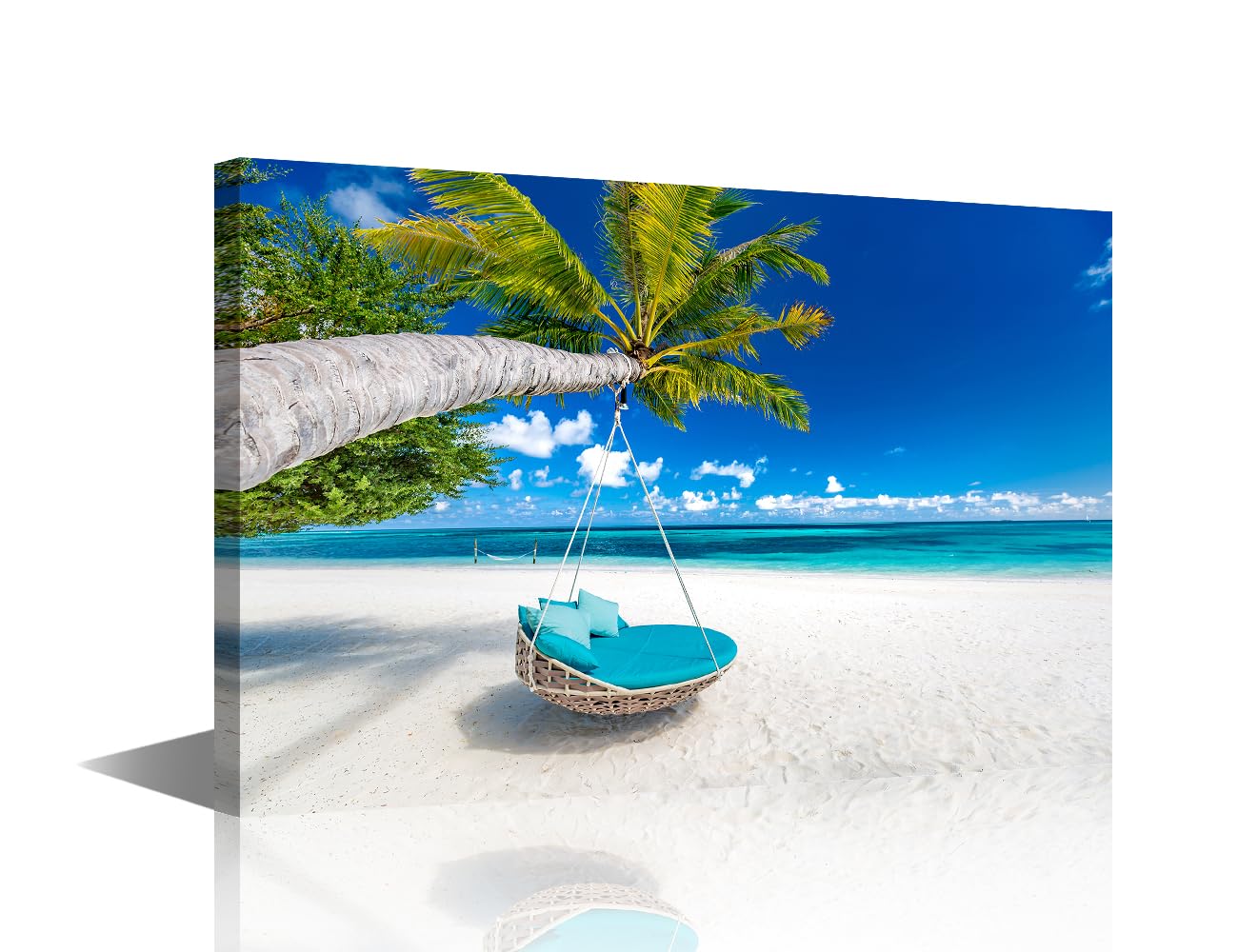 TISHIRON Natural Landscape Wall Art for Bedroom Coastal Beach Wall Decor Framed Canvas Art Pictures Summer House Deocrations for Living Room Office Bathroom Large Wall Art Framed - 24x16in