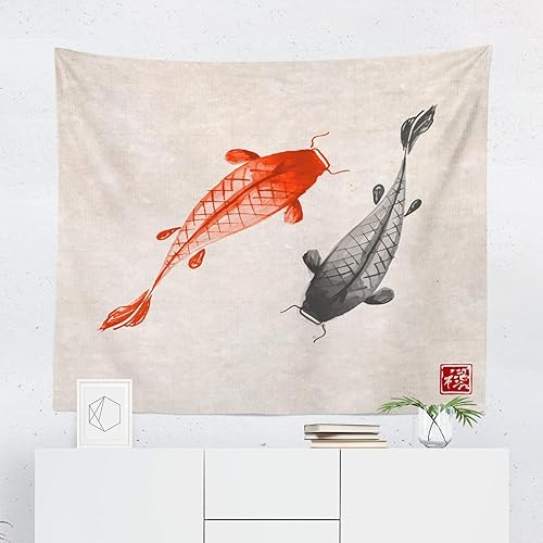 Amazon Com Oriental Tapestry Wall Hanging Koi Fish Asian Japanese