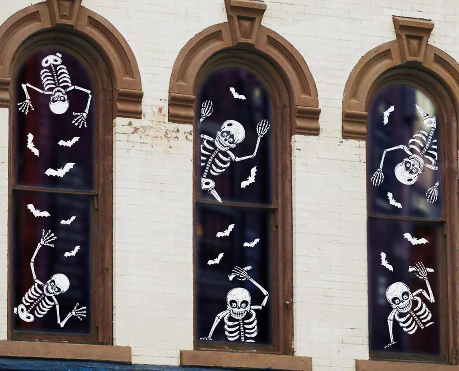 Window Treatments - Halloween Window Clings Decorations, 8 Sheets 6 Giant Skeleton Window Stickers, Scary White Skull Window Silhouettes Decal for Indoor Bathroom Glass Door Decor Home Office Haunted House Party Supplies