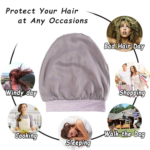 Slap Hair Cap FocusCare Satin Lined Sleep Slouchy Cap Curly Girl Slap
