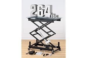 DIHOOL Electric Scissor Lift Table, 265Lbs Load, 10.43"-43.31" Height Adjustable Lifting Platform, Super Quiet with Remote & WiFi Control, Obstruction Detection, AC/DC Power for Home/Industrial Use