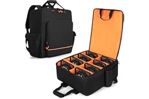 Luxja Padded Par Light Bag (Backpack) Fits 8 Par Lights, Par Light Case with Inner Divider and Accessory Pockets, Black