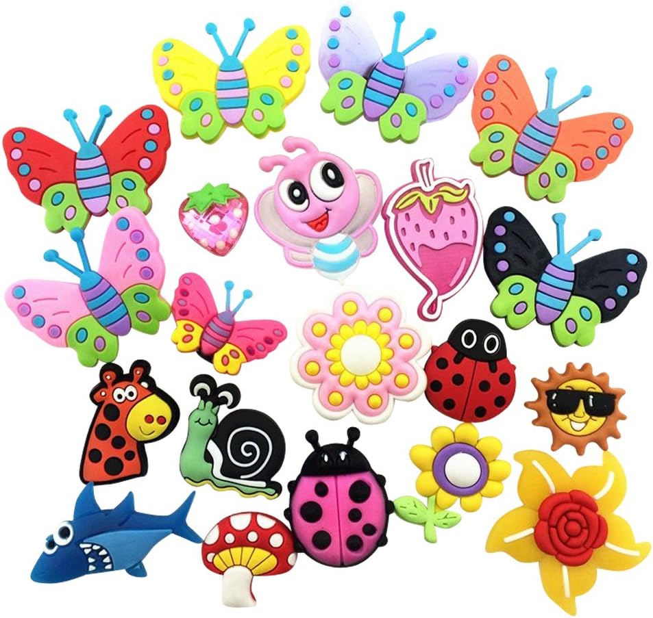 20 Butterfly Ladybug Flowers Crystal Straw Berry Charms Fits Shoes & Wristband Bracelet for Girls