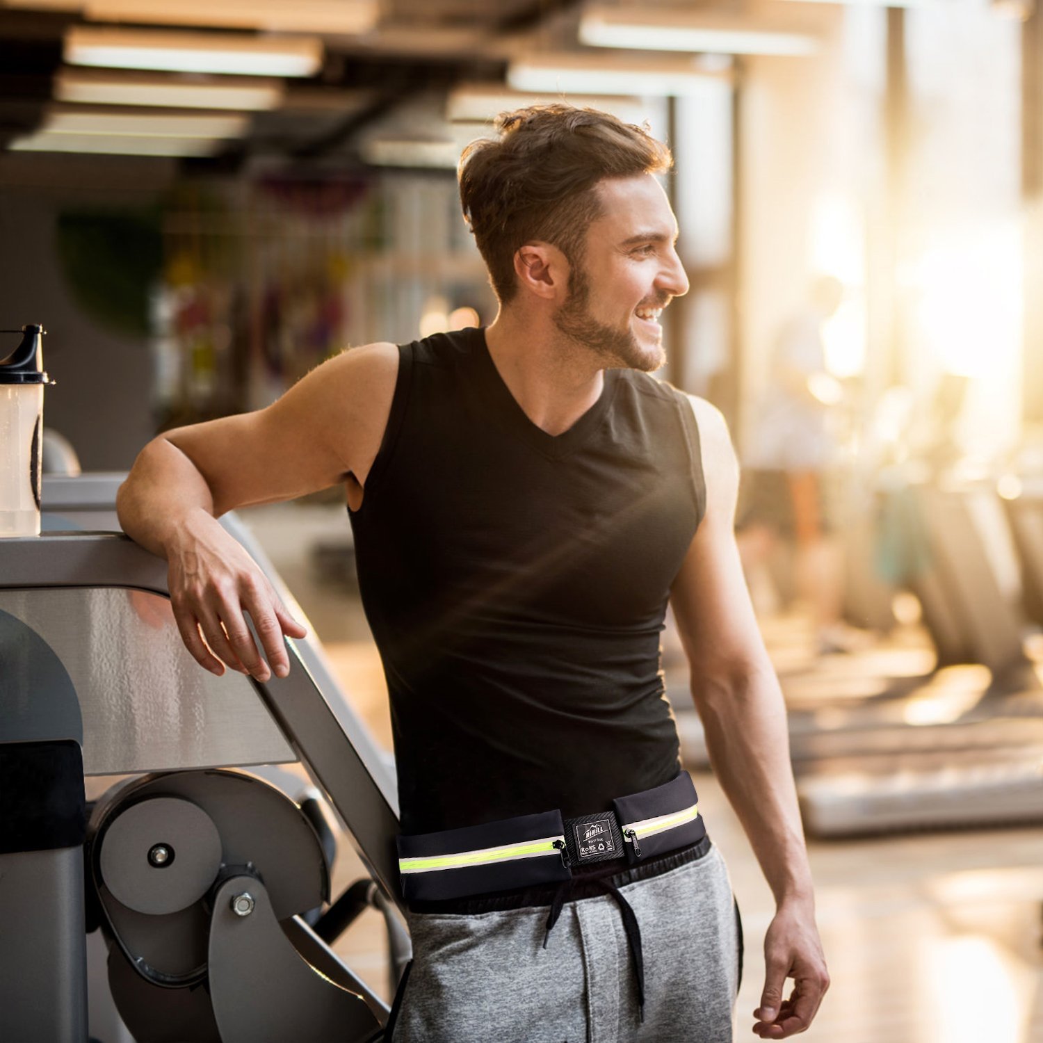 Laufgürtel für Handy, HiHill Wasserdicht Hüfttasche Sport Jogginggürtel Taille Tasche mit Reflektierendem Streifen, Verstellbar Erweiterbar für iPhone X / 8 / 8 Plus / 7 / 7 Plus