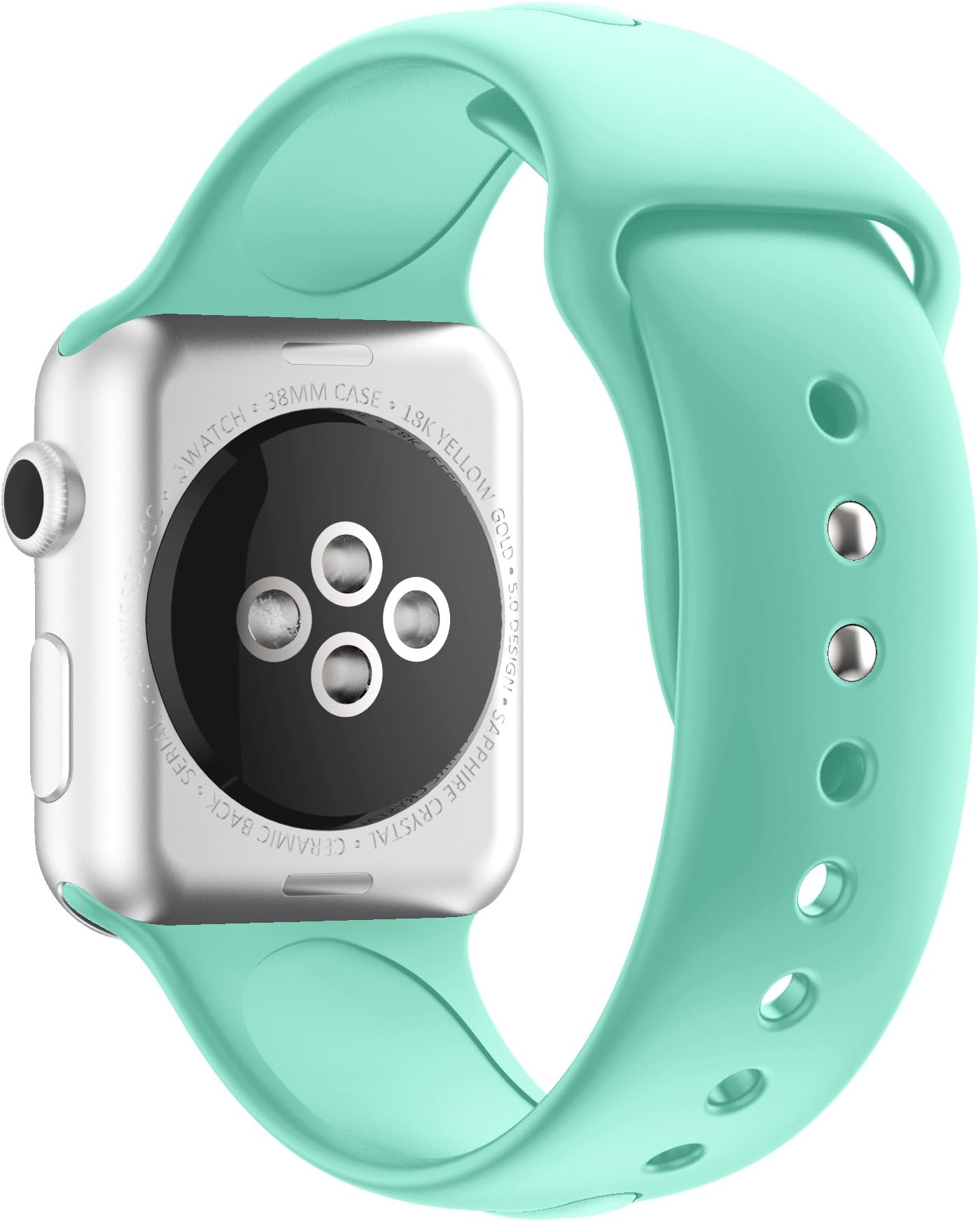 Huanlong 42mm New Soft Silicone Sport Style Replacement Iwatch Strap Band for Apple Wrist Watch series 1/2/3 (42MM S/M, Mint Green)