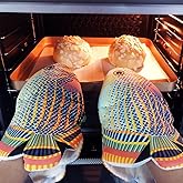 Deep-Sea Fish Oven Microwave Mitts Cartoon Fish Shape Cotton Oven Mitts Anti-Heat Baking Cooking Grilling Gloves Recycled Kitchen Ovens Gloves Pot Holder Mitt for BBQ Baking Supplies