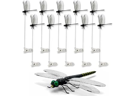 40 Pcs Dragon Fly Clips, 3D Artificial Dragonfly Hat Clip, Dragonfly Garden Decor(10PCS)
