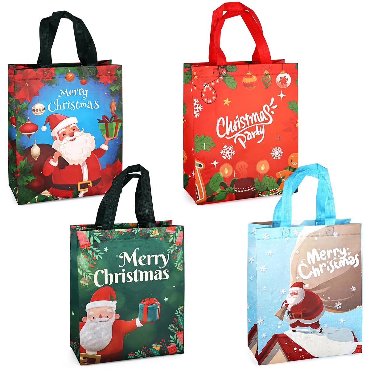 4PCS Multifunctional Non-Woven Christmas Tote Bags - 31x25x11.5cm, Perfect for Gifts, Shopping & Xmas Party Supplies