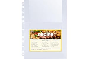 60 Pack 240 Pockets 4x6 Recipe Card Sleeves,3 Ring Binder Recipe Card Protector Pages,Double Sided 2 Pocket Refill Sheets for