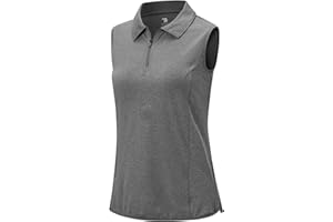 BGOWATU Women's Sleeveless Golf Polo Shirts 1/4 Zip Tennis Tank Tops with Collar UV Protection Quick Dry