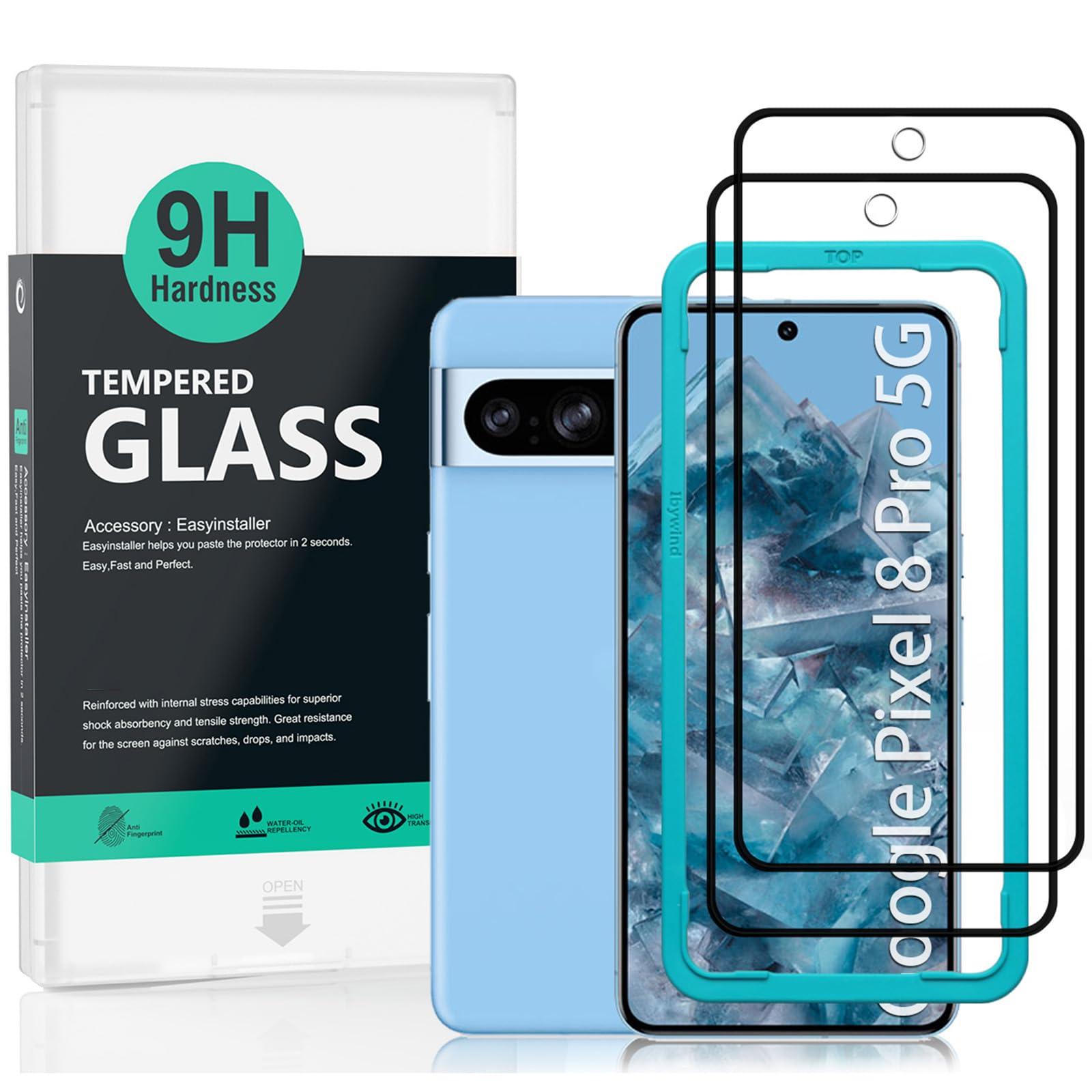 Ibywind Screen Protector For Google Pixel 8 Pro 5G 6.7"[2 Pack],9H Hardness Tempered Glass,Easy to Install — image 1