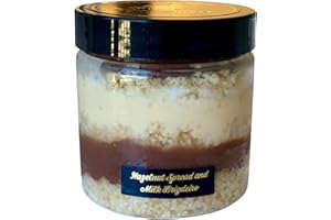Gourmet Cake in a Jar - Hazelnut Cake in Jar with Vanila Cake Layered with Hazelnut Chocolate Filling and Leche Brigadeiro - Birthday Gift Baskets, Brazilian Brigadeiro, Hazelnut Chocolate, Hazelnut Chocolate Brigadeiro, 3 Leches, 3 Leches Brigadeiro, Dessert Package, Pressure Lid, Send a Bakery Fresh Cake to Friends or Family, Hazelnut by Misses Sweet, 4 oz