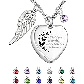 XIUDA Heart Cremation Jewelry for Ashes Urn Necklace with Birthstones Ash Necklace Memorial Cremation Necklaces for Women-I'll Hold You in My Heart Until I Hold You in Heaven
