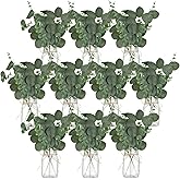 10 Set Mason Jar Centerpieces for Tables Centerpiece with Eucalyptus Breath, Clear Glass Mason Jar Vases with Rope, Wedding Table Centerpieces Bridal Shower Engagement Reception Rustic Farmhouse Decor