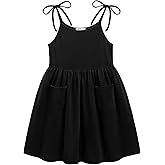 Arshiner Toddler Summer Dress Little Girls Sleeveless Bowknot Sundress Casual Beach Party Dresses with Pocket