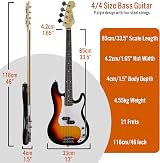 3rd Avenue Full Size 4/4 Electric Bass Guitar Beginner Pack Sunburst 15W Amp view 2