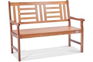 VEVOR Wood Outdoor Bench, 2-Person Garden Bench with Backrest and Armrests, 800 lbs Load Capacity,All-Weather Never Rot Patio Bench for Garden, Park, Yard, Front Porch