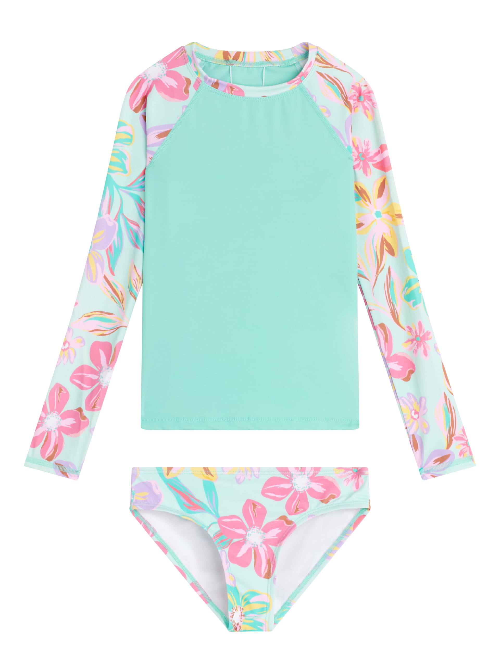 Photo 1 of ** UNKNOWN SIZE***Kanu Surf Girls' Long Sleeve Rashguard UPF 50 Two Piece Swim Set, Daria Green