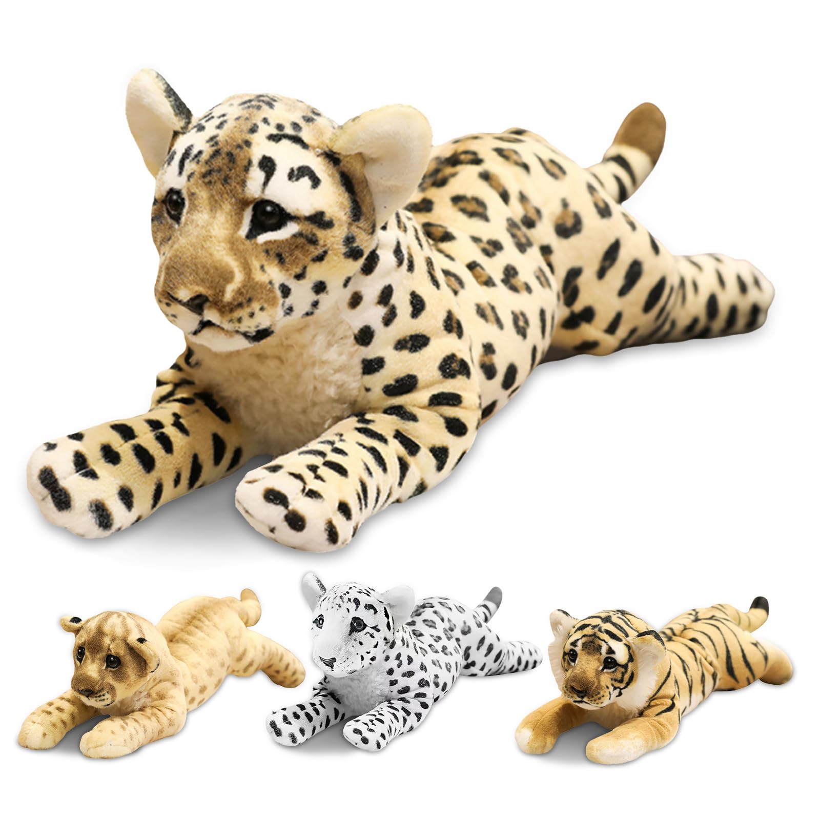 Photo 1 of VYUSIT Cheetah Stuffed Animal Giant Leopard Stuffed Animal Large Realistic Stuffed Cheetah Stuffy Jaguar Plush Toy Birthday Gifts for Kids Girls 24"