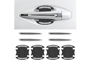 OMEGEPI Car Door Handle Protector, 8Pcs Carbon Fiber Anti-Scratches Protectors, Universal Car Door Handle Cup Paint Guard Protective Films, Self-Adhesive & Non-Marking, Car Accessories (White)