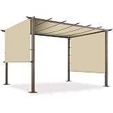 Goleray 8' x 16' Universal Pergola Shade Cover with Grommets Weighted Rods, Sun Shade Cloth Outdoor Canopy Replacement Cover, Patio Awning for Porch, Backyard, Gazebo, Garden, Beige