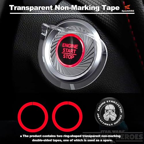 Original | Push Start Button Cover, Spiderman Car Engine Start Stop Button Cover Protector, Cool Car Accessories Interior Decor Sticker Decals Motorcycle Key Ignition Switch Cover, Black&Red