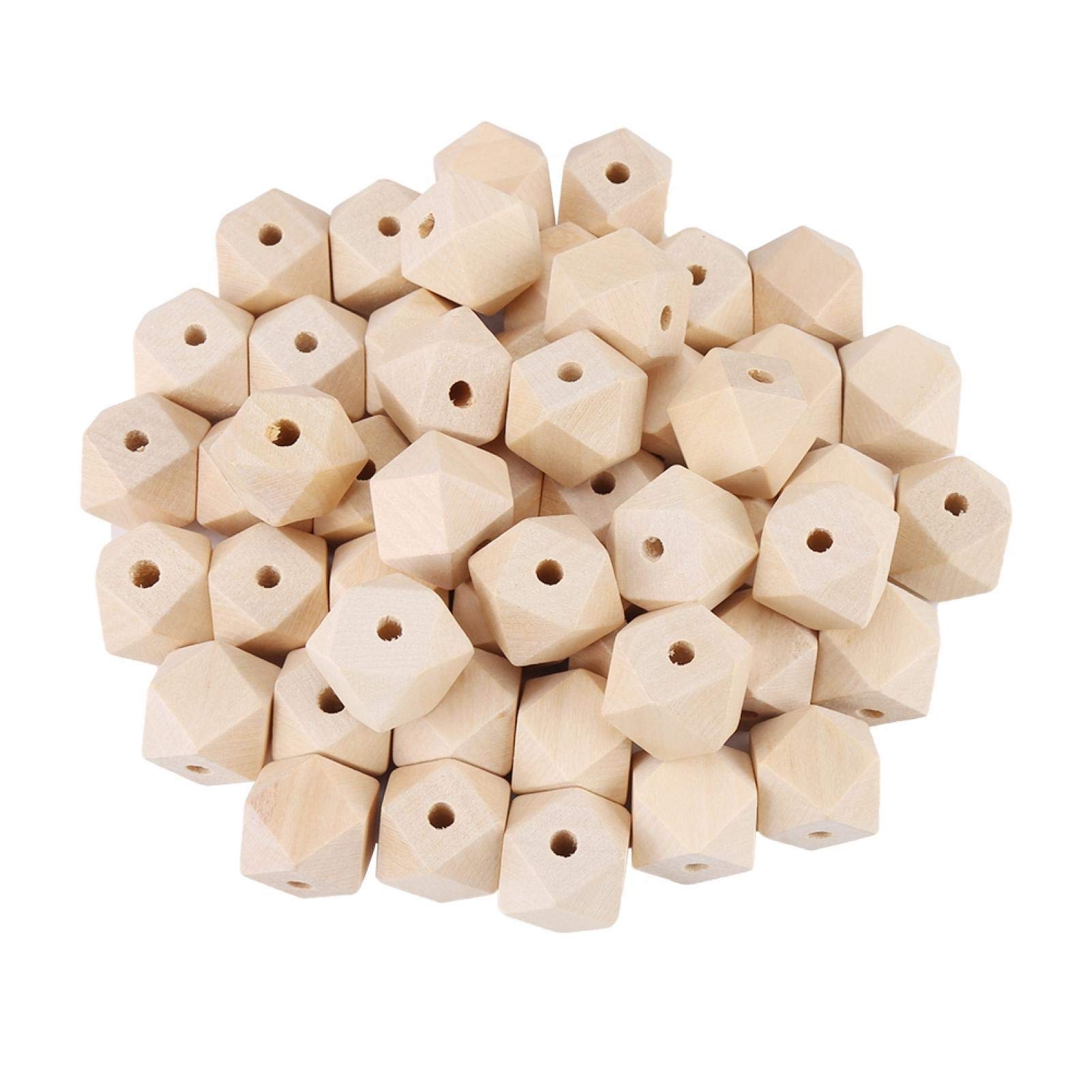 Natural Wooden Beads, Geometric Wooden Beads, Faceted Wooden Beads, 20mm for Beads String Durable DIY Gift