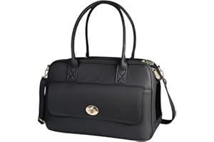 MINSONG Fashion Pet Carrier Dog Purse Carrier Cat Soft-Sided Carriers for Puppy Kitten, Stylish Leather Handbag Tote Travel Pet Bag for Small Dogs Cats, TSA Airline Approved (Black)