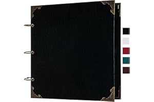 potricher 10 x 10 Inch Leather Hardcover 80 Pages DIY Scrapbook Photo Album Blank Craft Paper Wedding Anniversary Family Photo Scrapbook Album (Black, 10 x 10 Inch)
