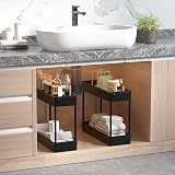 SOLEJAZZ 4-Tier Slim Storage Trolley Cart with 6 Hooks Black Plastic view 4