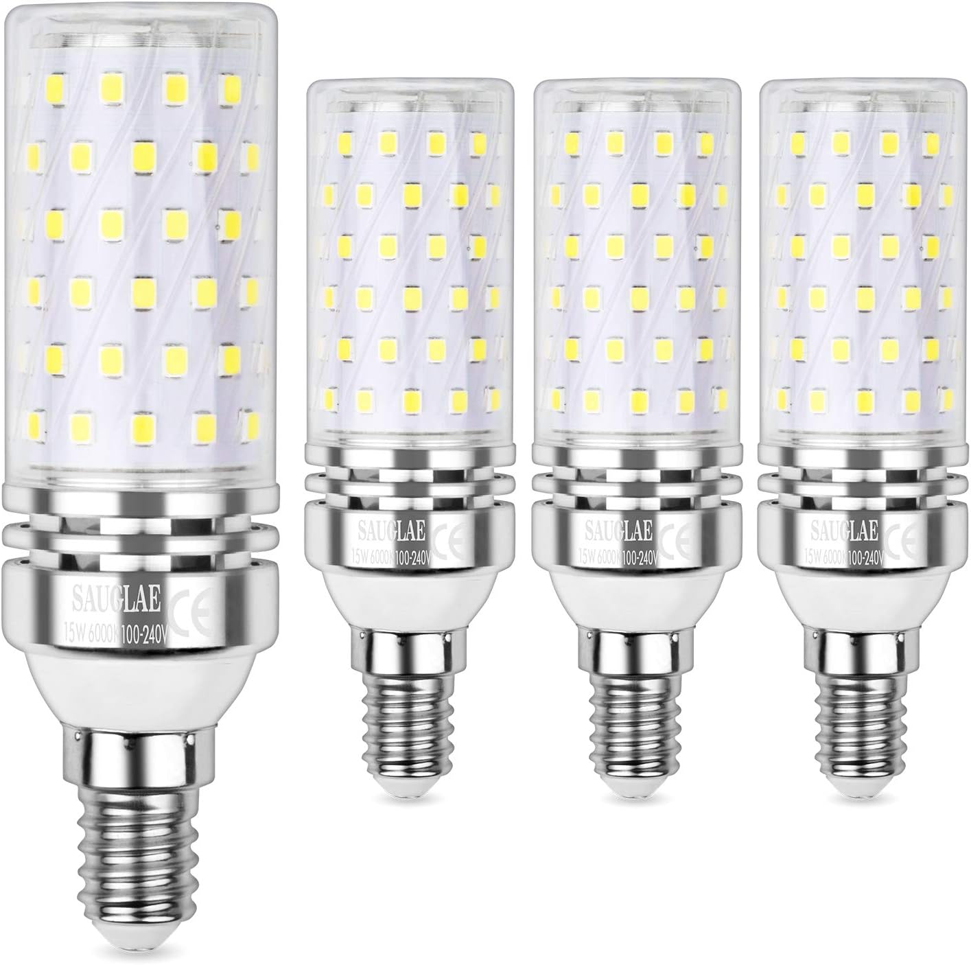 SAUGLAE Led Corn Bulbs 15W, 120W Incandescent Bulbs Equivalent, 6000K Daylight White, 1700Lm
