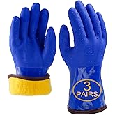 Supsebo 3-Pairs Chemical Resistant, Freezer Winter Work Gloves for Men & Women, Water & Oil Resistant, Cold-Resistant Gloves