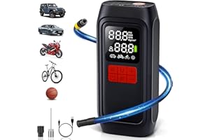 UABRLA Tire Inflator Portable Air Compressor, 20000mAh & 150PSI Electric Bike Tire Pump, Cordless Auto-Off Air Pump with Gauge for Bike, Car, Motorcycle, Ball (Red)