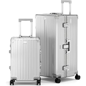 ALPHA CAMP 2-Piece Luggage Set, 20 Inch Carry-On & 30 Inch Trunk Luggage | Aluminum Frame Zipperless 3-Layer PC Suitcase Set