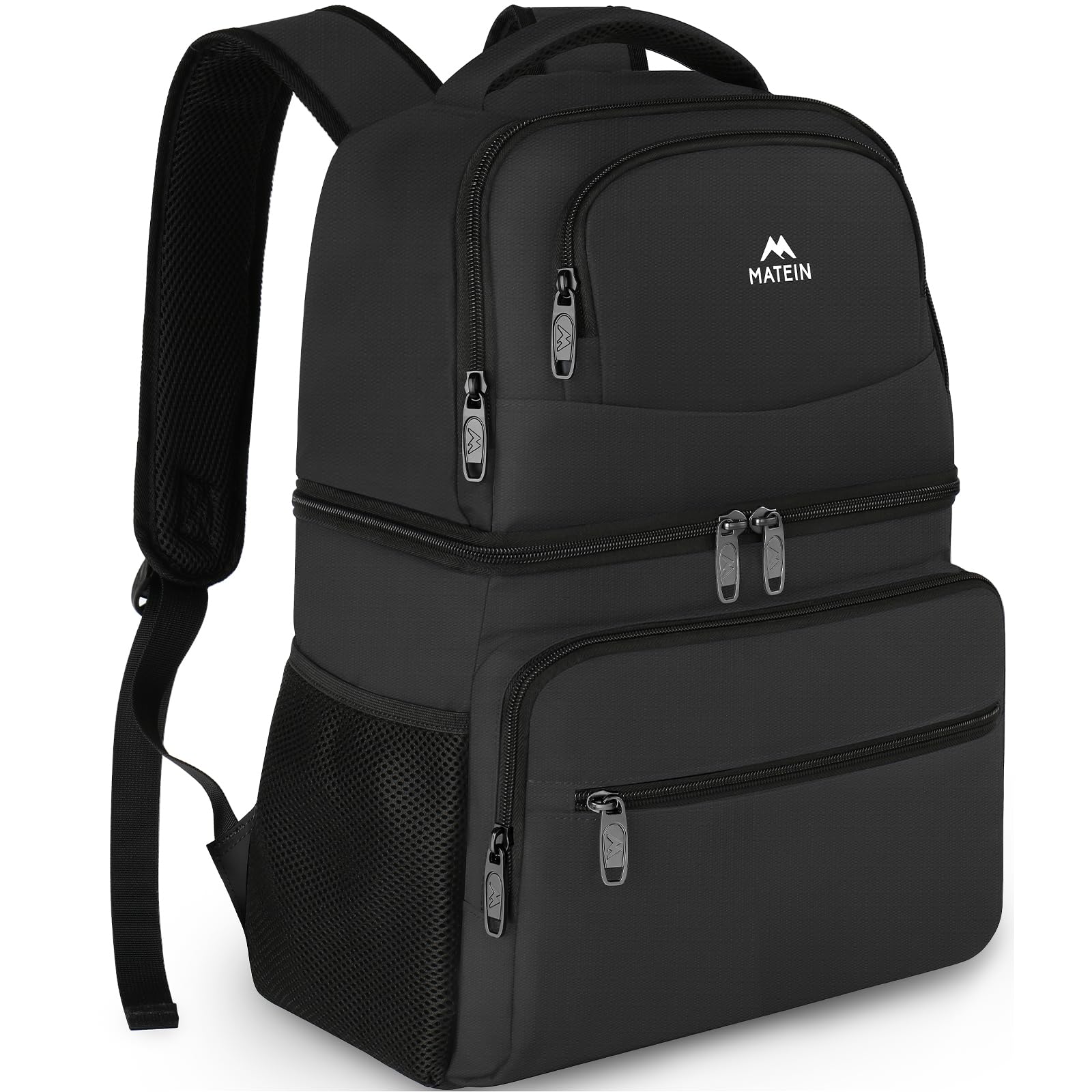 Photo 1 of MATEIN Backpack Cooler for Men Women, 26 Cans Insulated Lunch Cooler Backpack Double Layer Cooler Bag, Leak-Proof Soft Lunch Box Backpack with Cooler Compartment Beer Gifts for Travel Beach, Black