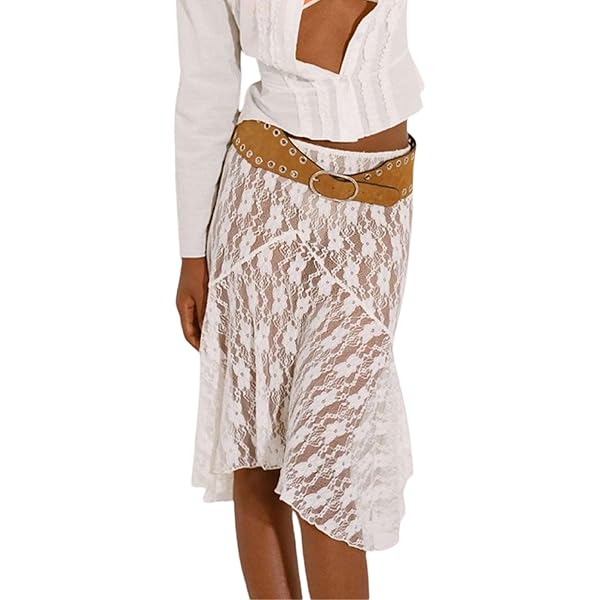Amazon.com: Women See Through Lace Midi Skirt Y2k Fairy