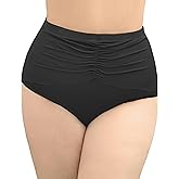 Women Plus Size High Waisted Bikini Bottoms Ruched Swimsuit Bottom Tummy Control Full Coverage Swim Shorts 2025