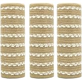JStnana 3 Rolls Jute Snowball Deco Mesh Ribbon for Wreath Making Supplies | Metallic Poly Burlap Deco Mesh Fabric,Christmas Tree Spring Easter Decorative Mesh Ribbon Wreath Swags, 10Inch x 30Ft/roll