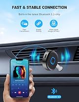 Mohard Car Bluetooth AUX Adapter 5.3 Receiver Mini Dual Connection 16H view 6