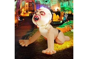 GOOSH 4 FT Halloween Inflatable Zombie Baby Outdoor Decorations Blow Up Yard Scary Zombie Baby with Built-in LEDs for Indoor Garden Lawn Party Decor
